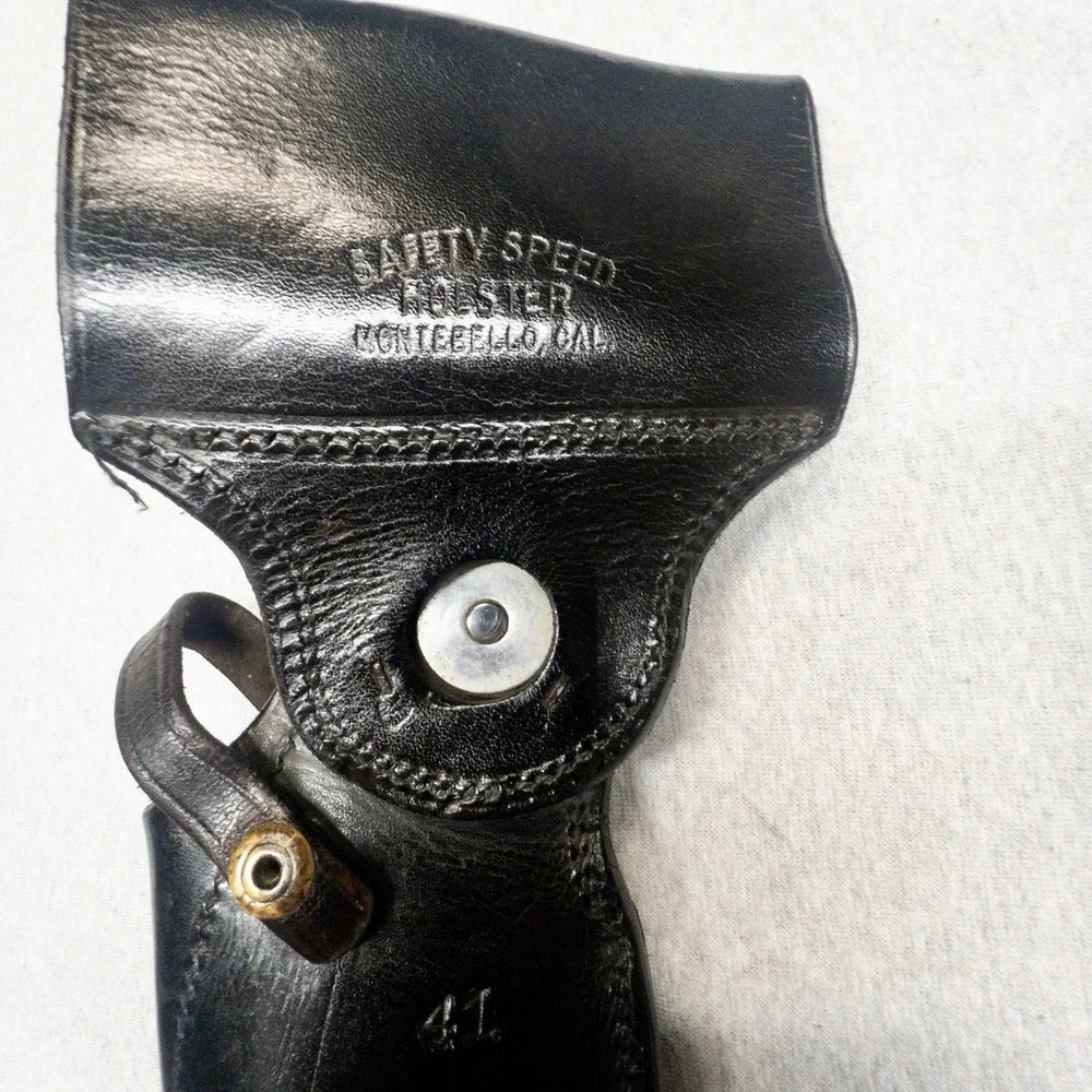 Vtg Safety Speed Black Leather Holster #41 Outdoors Utility Shooting Made In USA